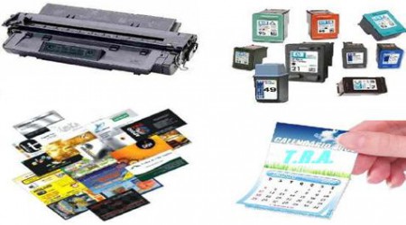 Recarga de toner e cartuchos, imã de geladeira com e sem calendário.